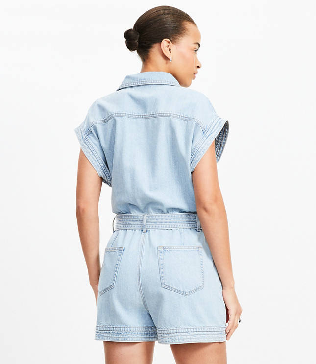 Denim Utility Romper in Light Wash