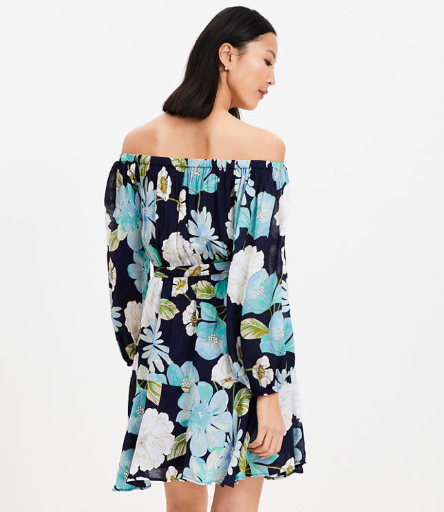 Floral Off The Shoulder Mini Flounce Dress