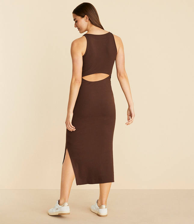 Petite Lou & Grey Ribbed Open Back Midi Dress