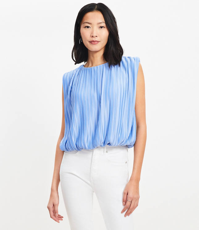 Side Tie Pleated Bubble Top