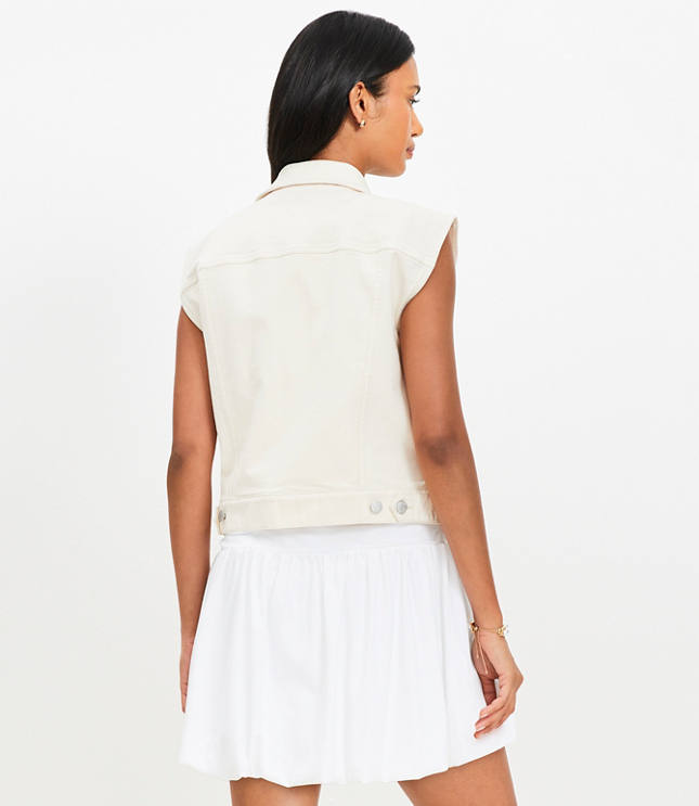 Denim Trucker Vest in Ivory