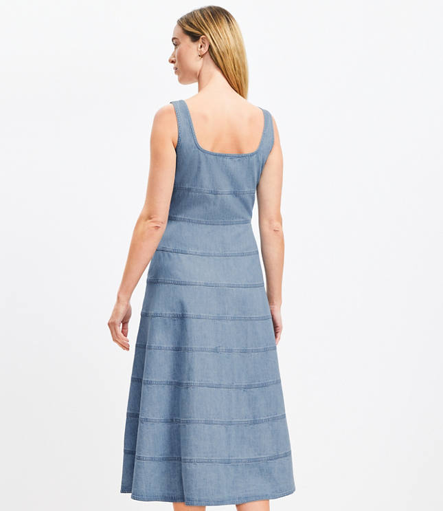 Petite Chambray Seamed Midi Dress