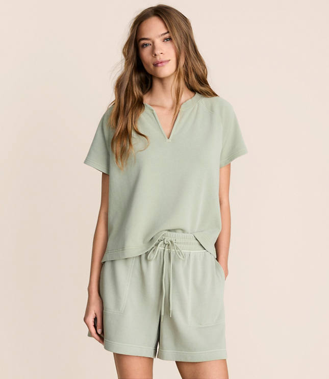 Lou & Grey Garment Dyed Terrysoft Split Neck Tee carousel Product Image 2