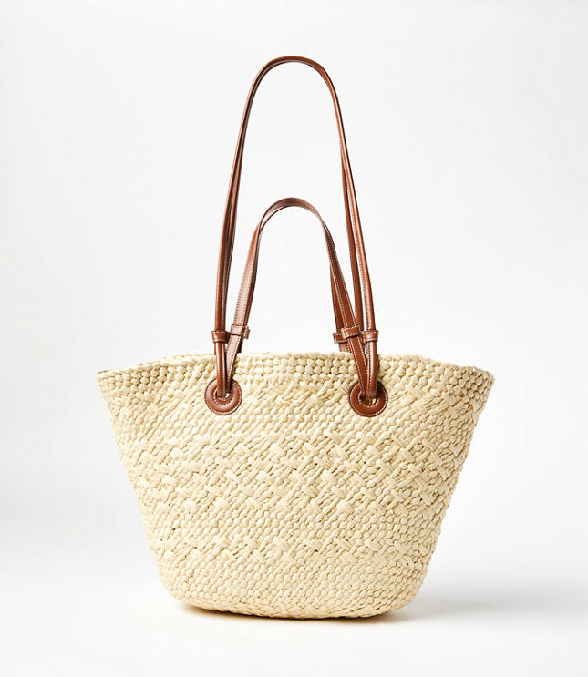 LOFT Beach Double Strap Straw Tote Bag