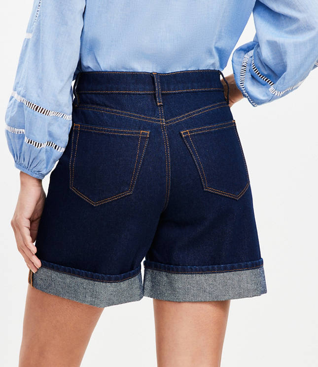 A-Line High Rise Denim Shorts in Rinse Wash