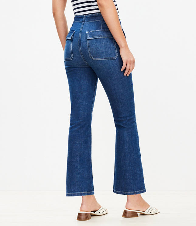High Rise Sailor Kick Crop Jeans in Classic Mid Wash