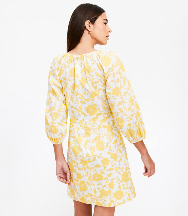 Floral Poplin Shirred Mini Dress
