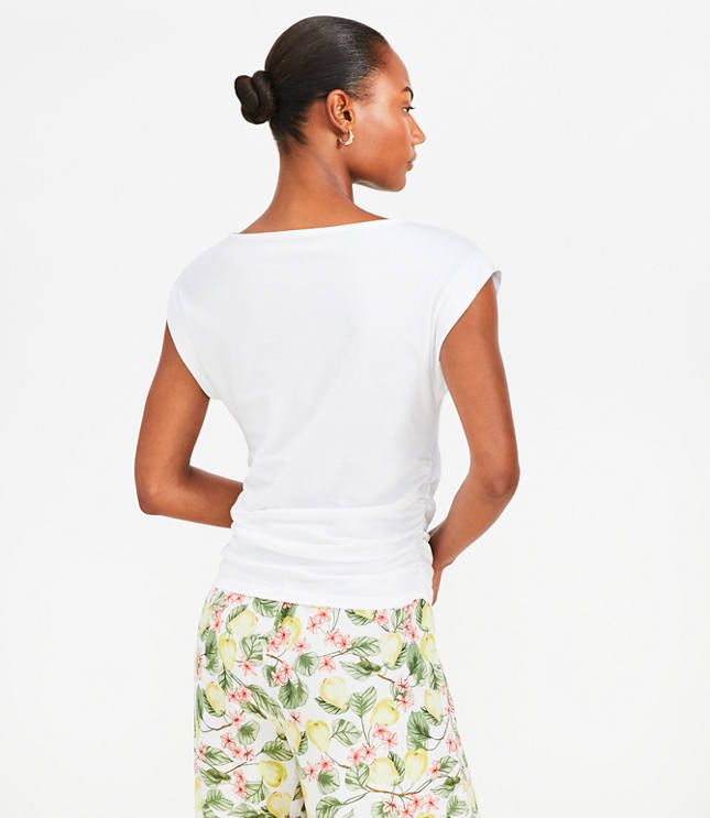 Ruched Boatneck Pocket Tee