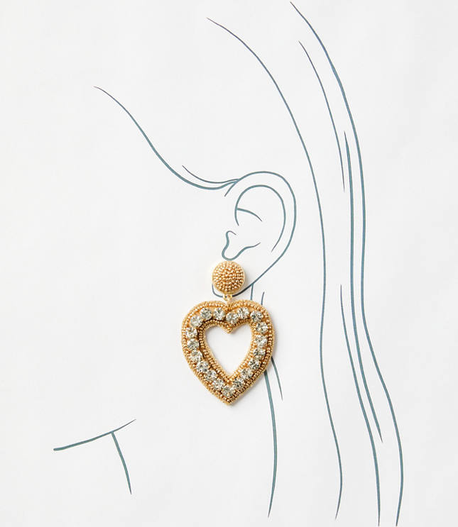 Metallic Heart Drop Statement Earrings