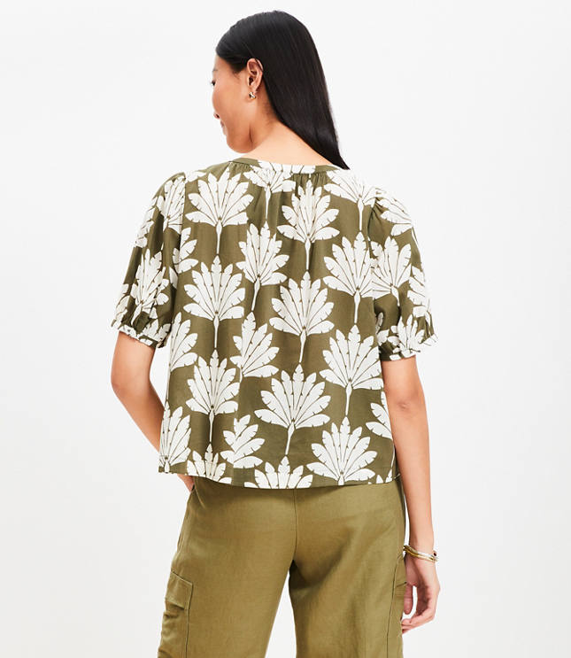 Palm Bubble Sleeve Blouse