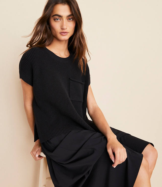 Lou & Grey Ribbed Pocket Wedge Sweater