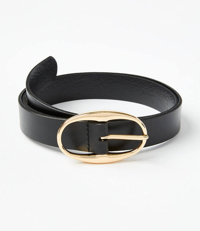 Oval Buckle Leather Belt