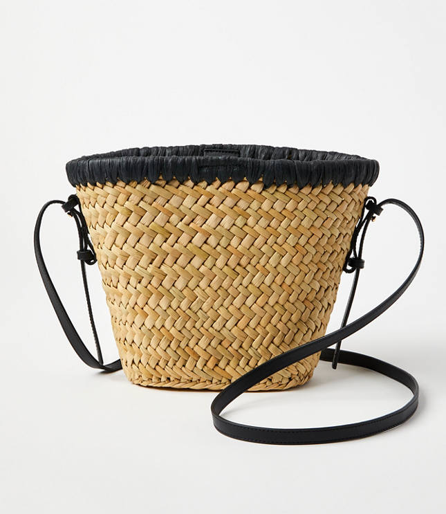 Loft Whipstitch Straw Crossbody Bag