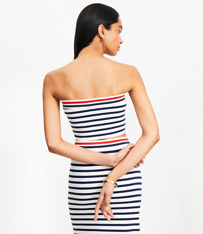 Stripe Ribbed Strapless Sweater