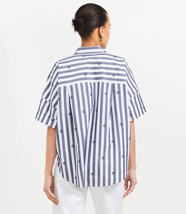 Petite Clip Stripe Henley Dolman Everyday Tunic Shirt