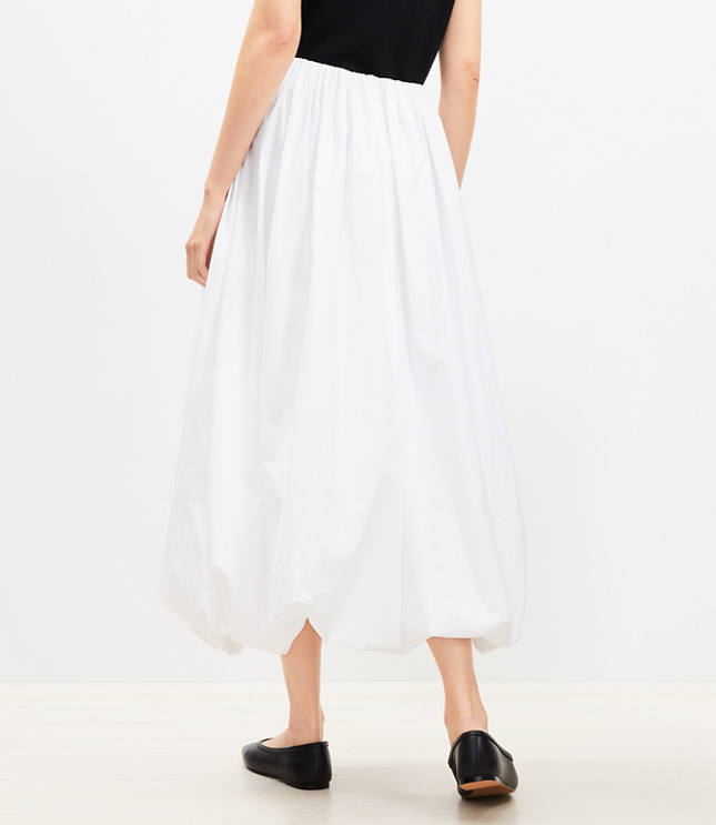 Petite Poplin Ruched Bubble Midi Skirt