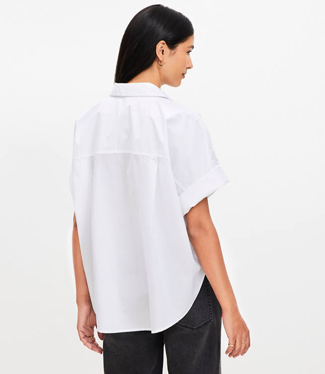 Petite Poplin Henley Dolman Everyday Tunic Shirt