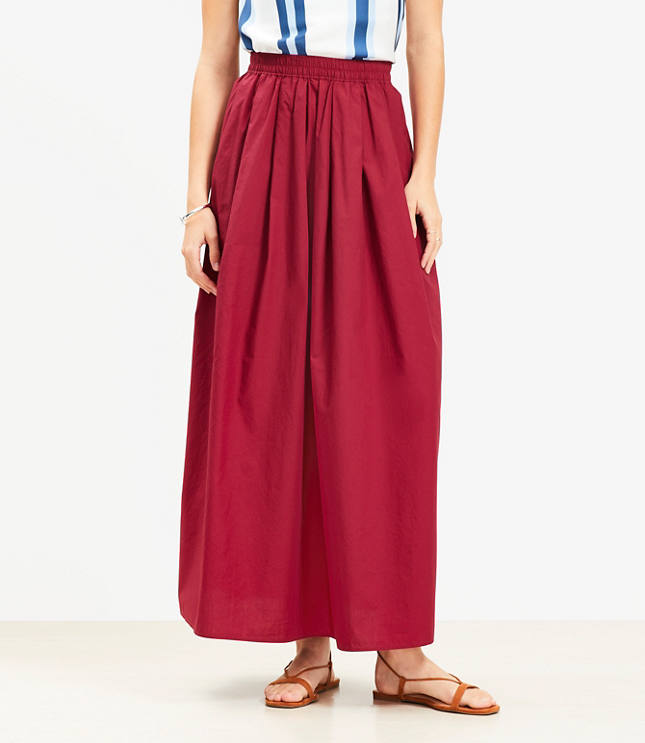 Poplin Pleated Maxi Pocket Skirt
