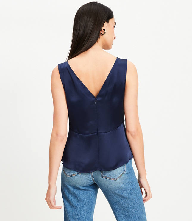トップス Satin Combination Peplum Tank Top Self Esteem Juniors' Smocked Peplum Tank Top, Sizes XS-XL