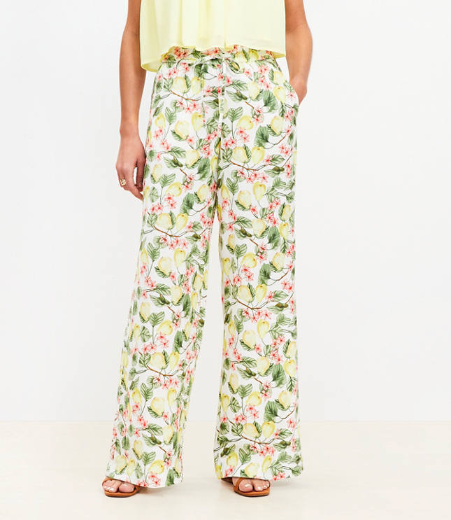 Blossom Pull On Wide Leg Pants in Linen Blend