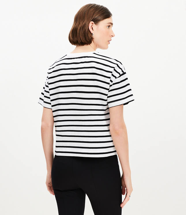 Striped Side Button Jersey Modern Tee