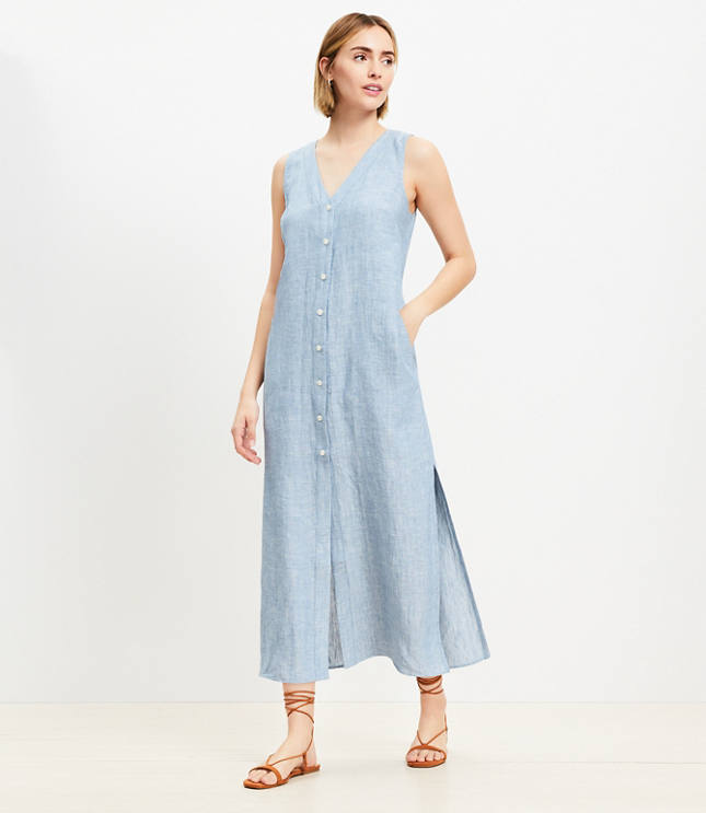 Linen Vest Midi Dress