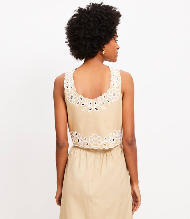 Petite Floral Eyelet Poplin Tank Top