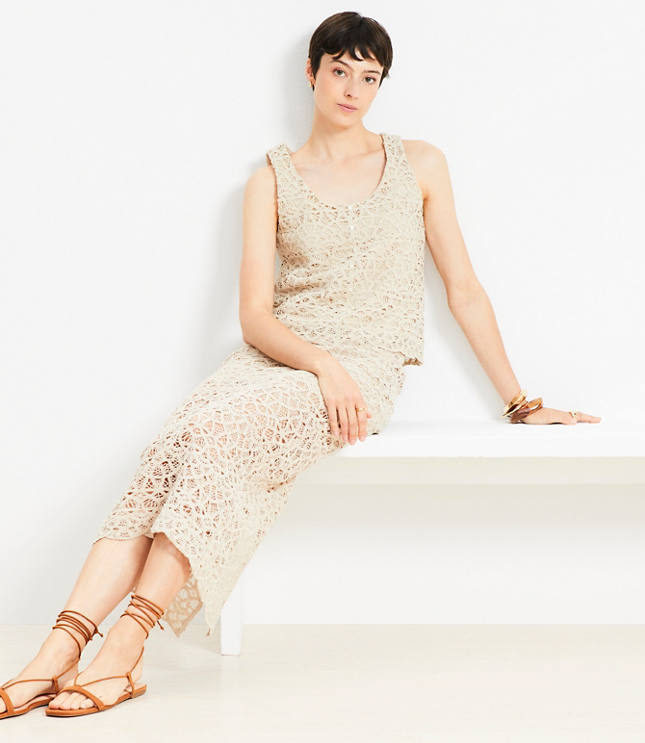 Scalloped Crochet Button Tank Top