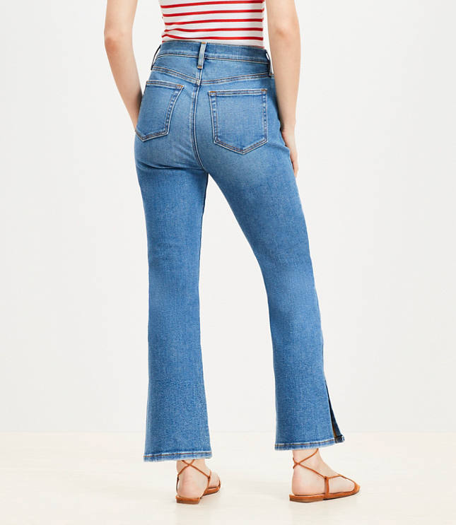 Vent Hem High Rise Kick Crop Jeans in Medium Vintage Indigo Wash