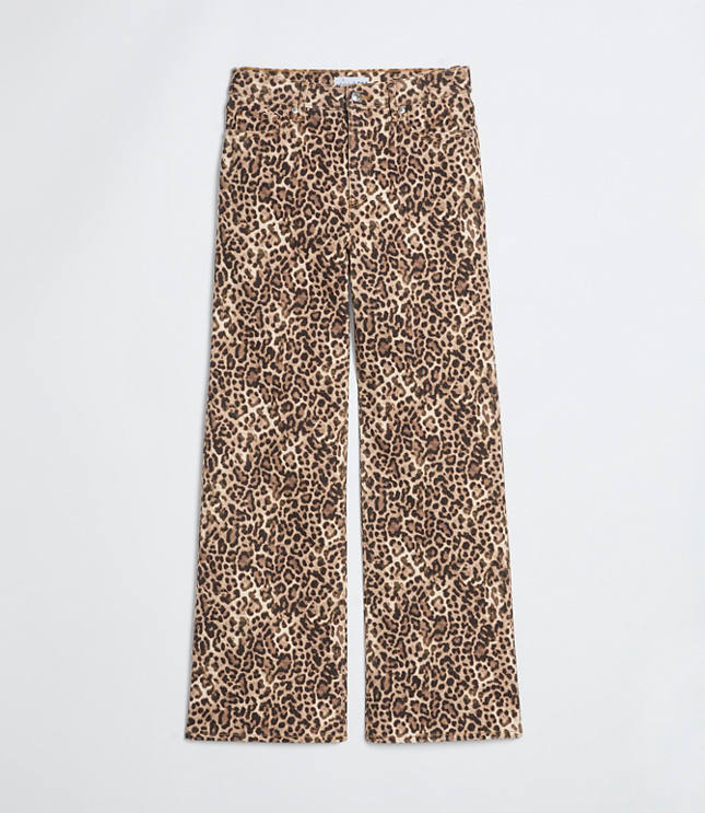 High Rise Wide Leg Jeans in Leopard Print