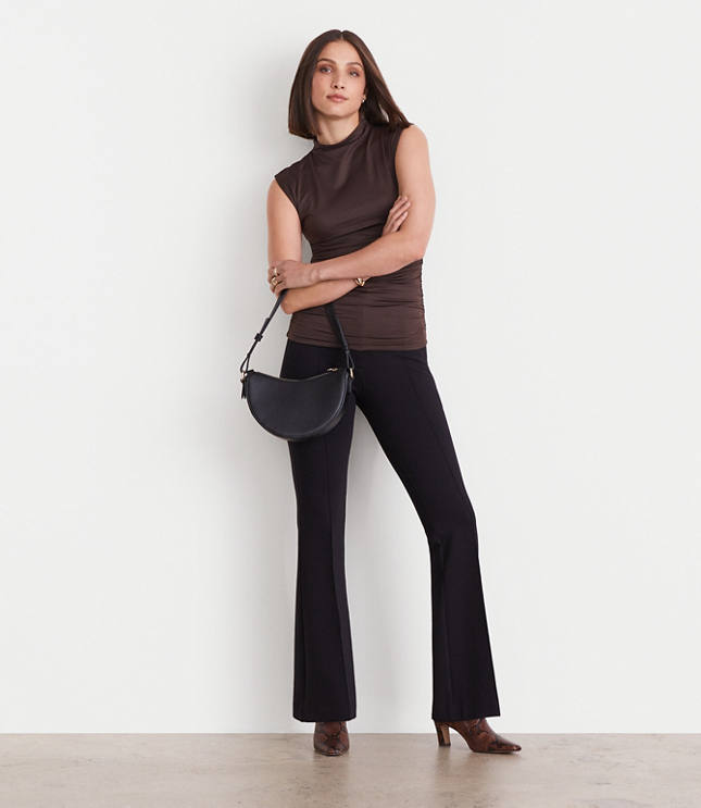 Petite LOFT Versa 360 Knit Ruched Mock Neck Top