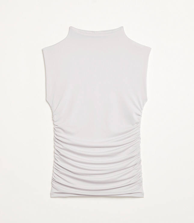 Petite LOFT Versa 360 Knit Ruched Mock Neck Top