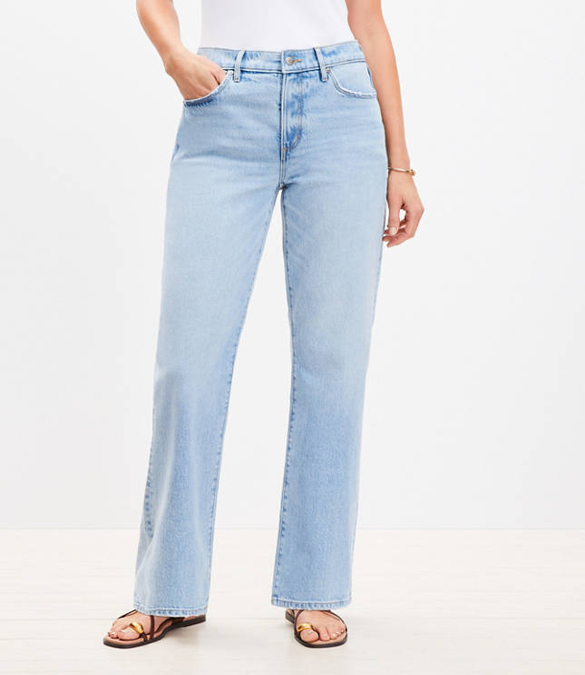 Curvy Destructed Mid Rise Relaxed Straight Jeans Wash