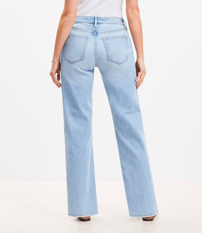 Curvy Destructed Mid Rise Relaxed Straight Jeans Wash