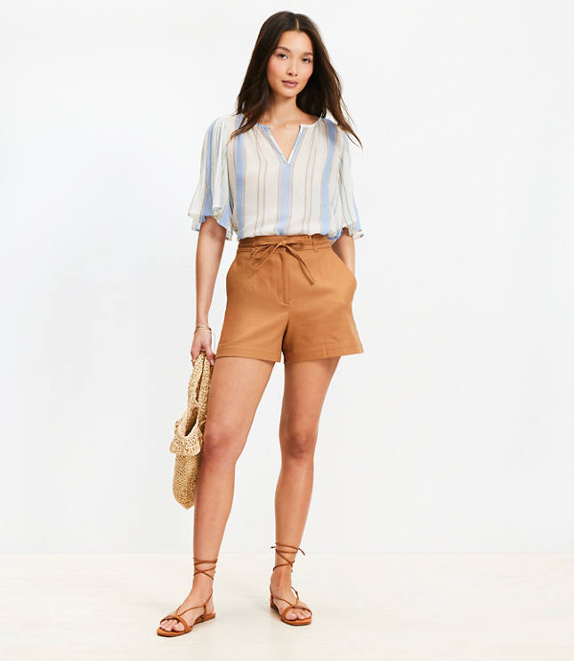 Loft Petite Belted Shorts in Twill