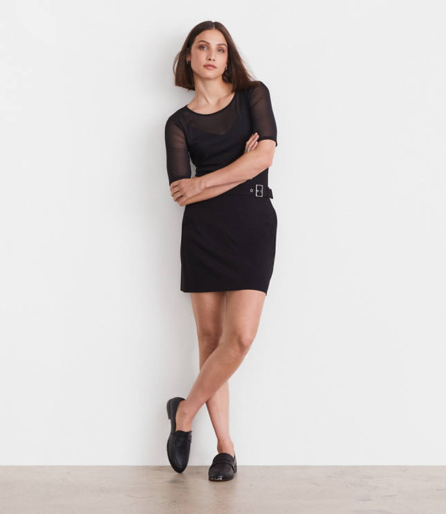 Petite LOFT Versa Mesh Elbow Sleeve Tee