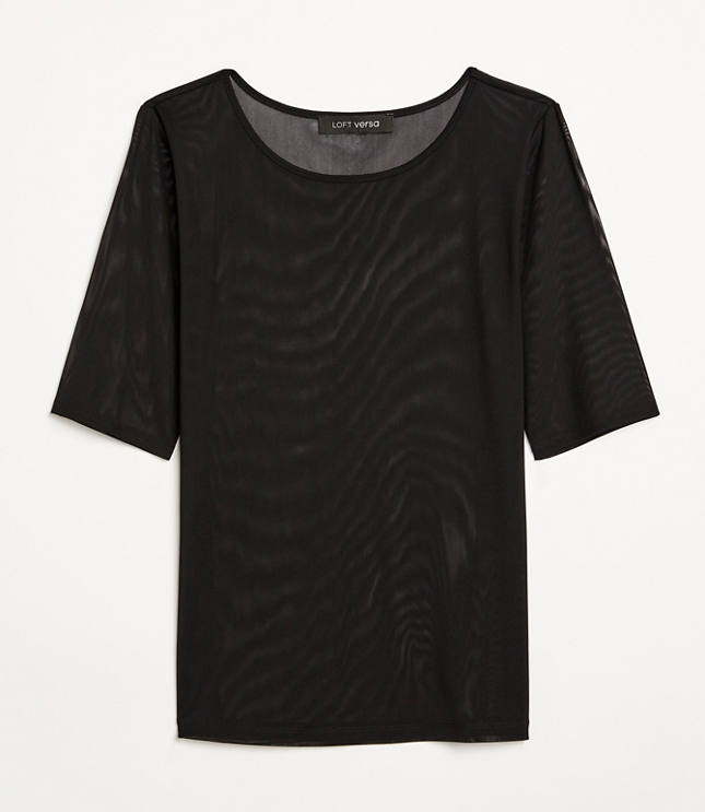 Petite LOFT Versa Mesh Elbow Sleeve Tee