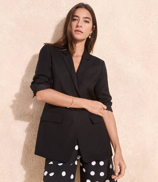 Petite Linen Blend Fluid Modern Blazer