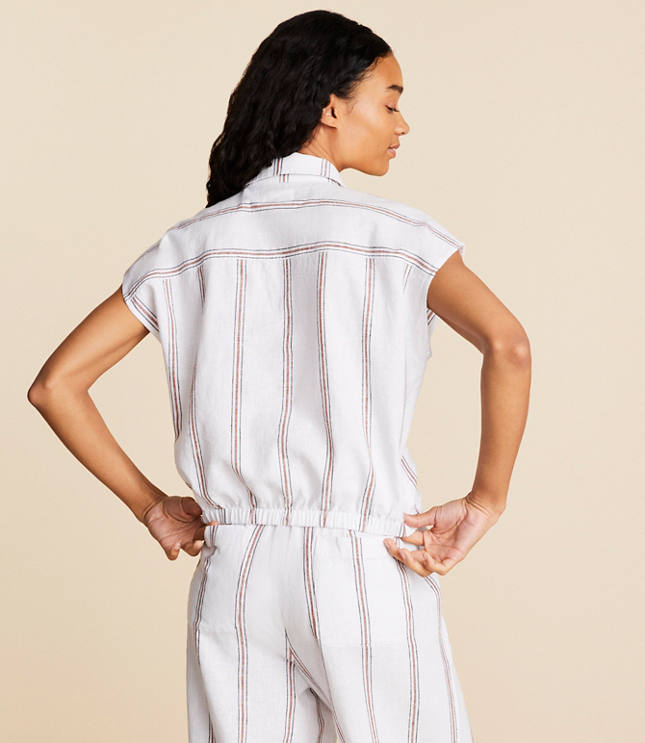 Lou & Grey Striped Linen Cotton Polo Top