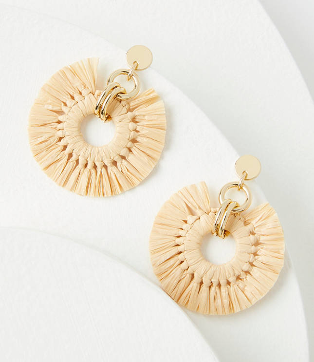 Loft Raffia Circle Drop Earrings