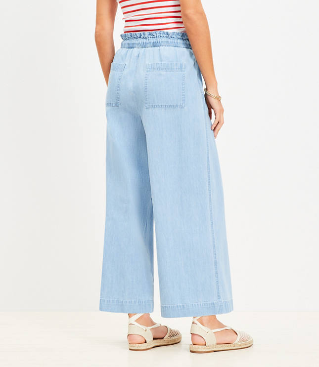 Breezy Wide Leg Ankle Pants in Chambray