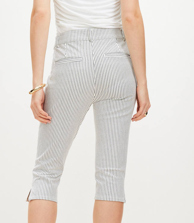 Petite Curvy Capri Pants in Striped Bi-Stretch