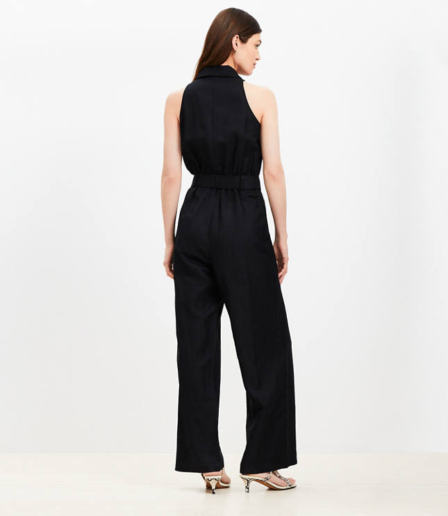Linen Blend Halter Jumpsuit