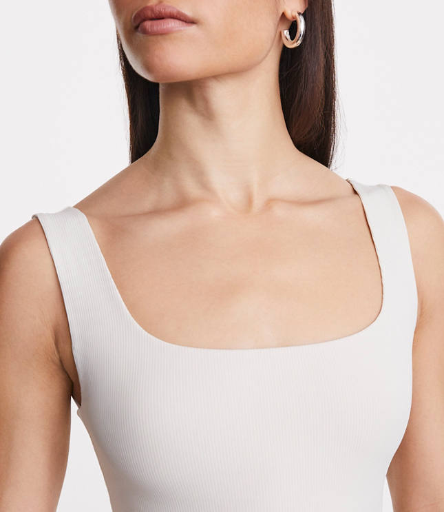 Petite LOFT Versa Ribbed Square Neck Bodysuit