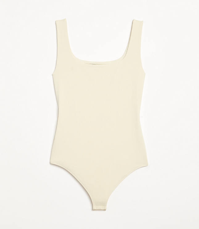 Petite LOFT Versa Ribbed Square Neck Bodysuit