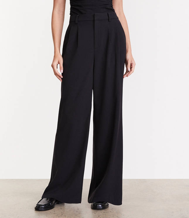 Curvy LOFT Versa Seasonless Stretch Double Pleat Wide Leg Pant