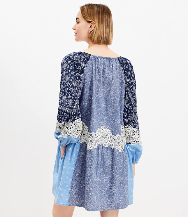 Petite Lace Paisley Tie Mini Pocket Dress