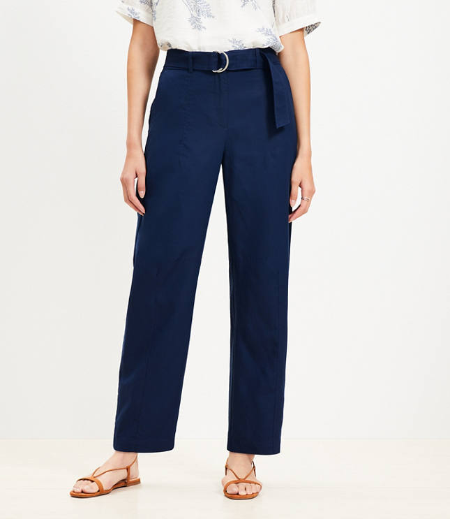 Petite Belted Barrel Pants