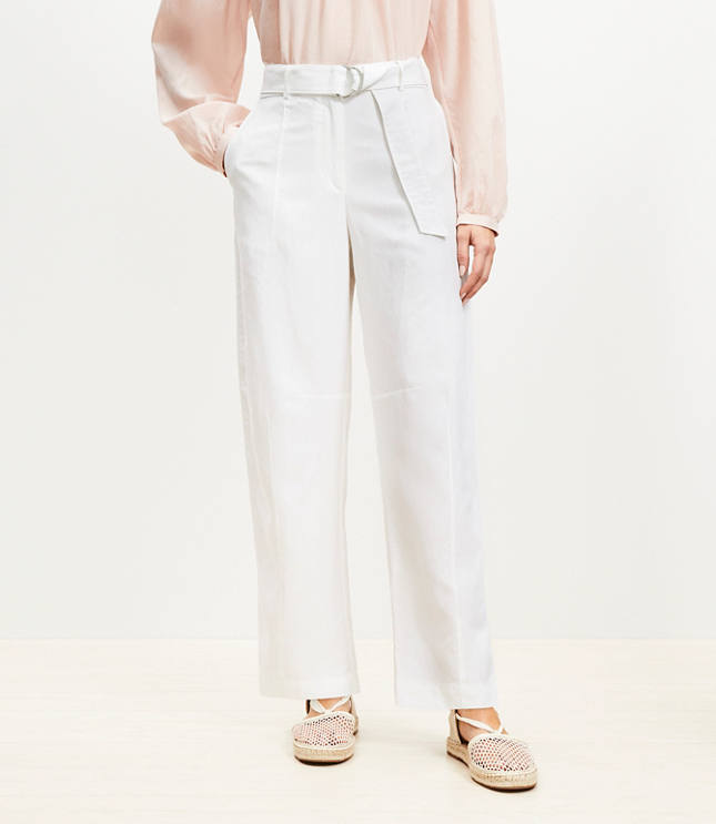 Petite Belted Barrel Pants