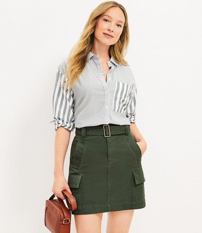 Twill Cargo Pocket Skirt